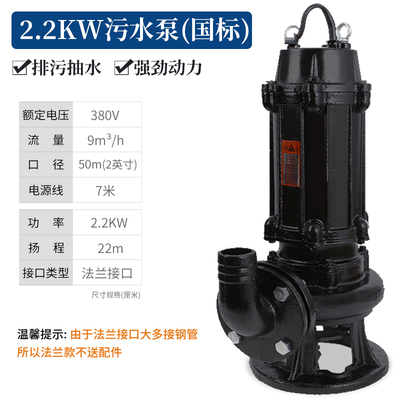 臣源污水泵220V小型家用抽水抽粪排污泵泥浆高扬程铝壳潜水泵