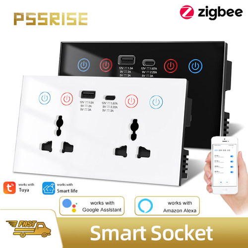 PSSRISE 涂鸦智能插座ZigBee147规USB万用孔计电量功能-1450