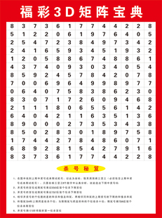 福彩3D矩阵宝典3D藏宝图海报和值跨度分区表福利彩票投注站走势图