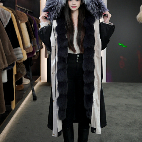 【璀璨星河】2025新款免洗面料狐狸门襟渐变貉子毛领高定派克服