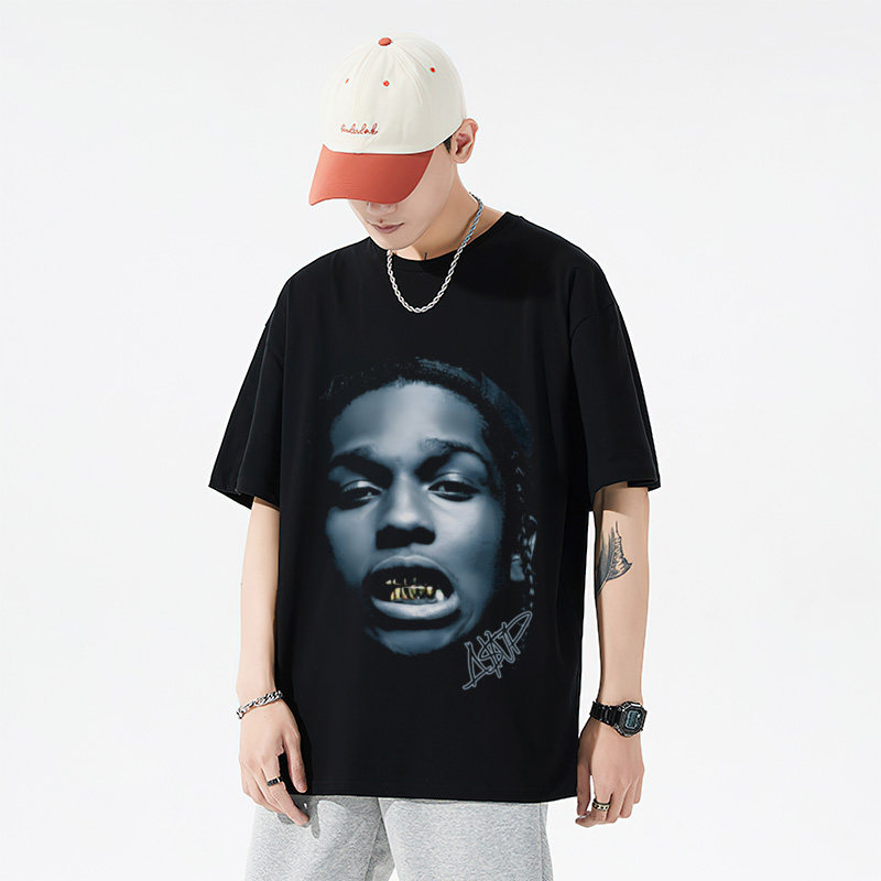 Asap Rocky洛基嘻哈说唱纯棉宽松摇滚饶舌Hiphop圆领潮流短袖t恤