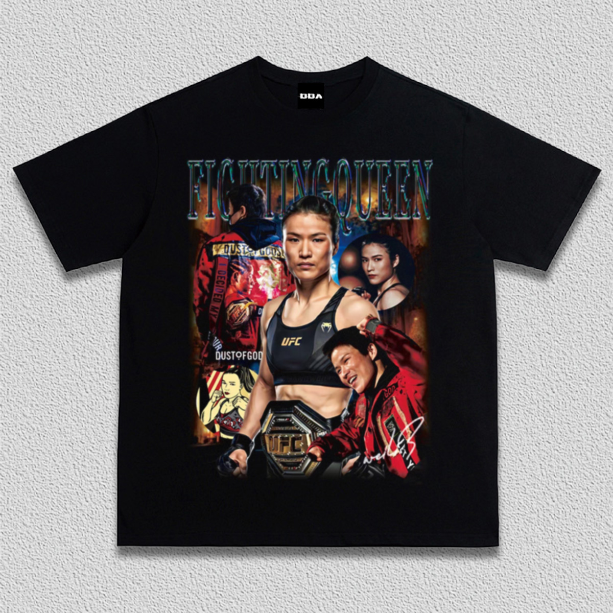 张伟丽 中国UFC格斗冠军美式重磅纯棉T恤宽松透气复古做旧长短袖