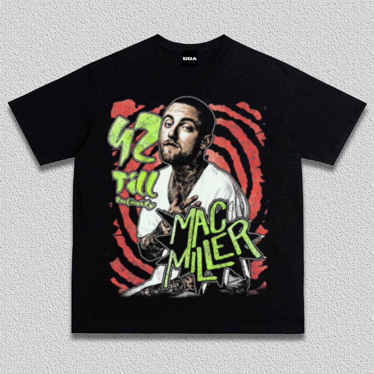 Mac Miller迈克米勒美式重磅纯棉做旧T恤圆领印花宽松水洗潮短袖