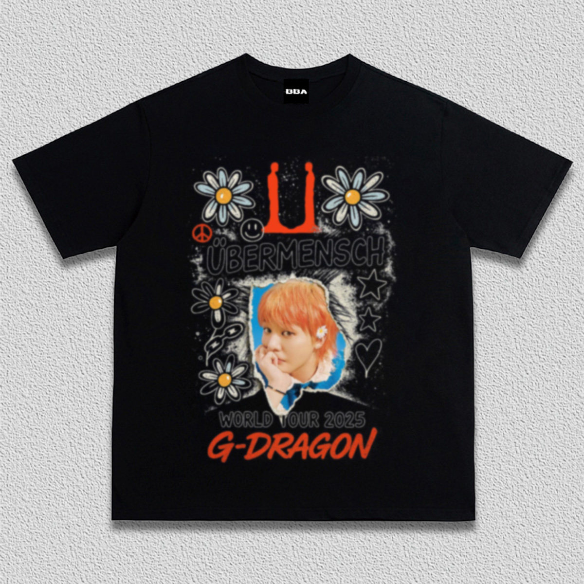 G-DRAGON权志龙粉丝周边重磅纯棉美式复古短袖宽松小领口男女T恤