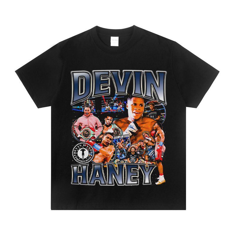 WBC Devin Haney德文哈尼拳击美式圆领短袖纯棉运动宽松打底衫t恤