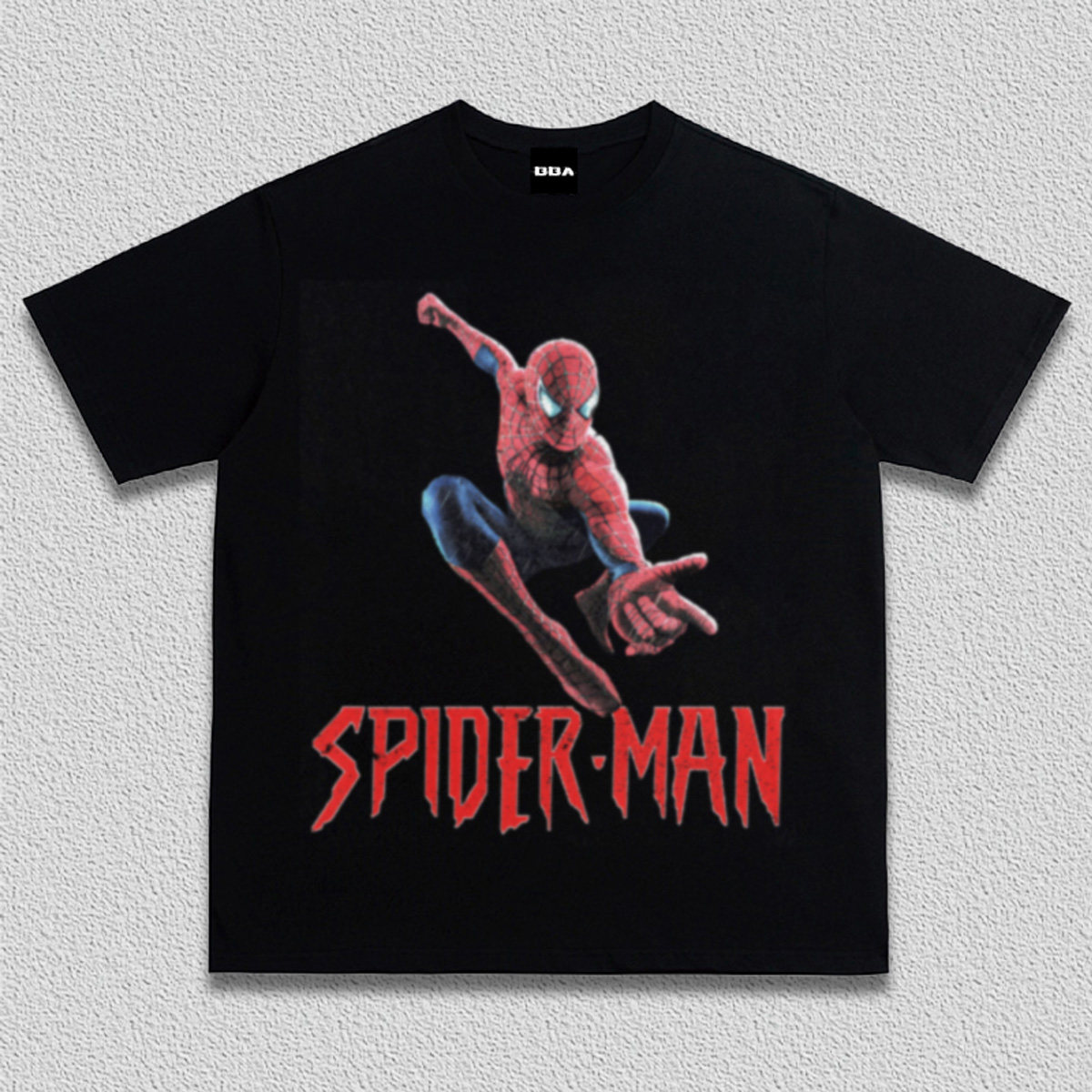 SPIDER MAN 蜘蛛侠美式重磅纯棉T恤圆领做旧宽松短袖Vintage上衣