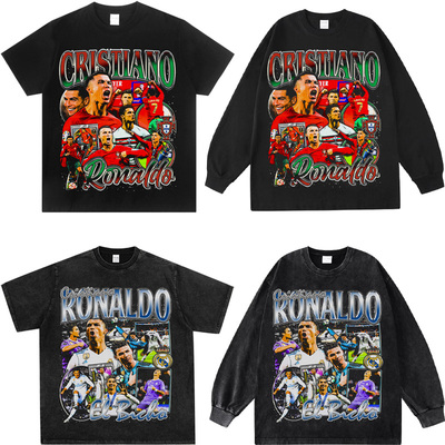 Cristiano Ronaldo足球世界杯C罗潮流纯棉宽松印花短袖t恤打底衫