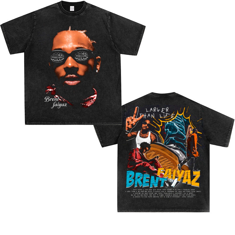 Brent Faiyaz布伦特·费亚兹说唱美式复古纯棉宽松印花潮短袖t恤