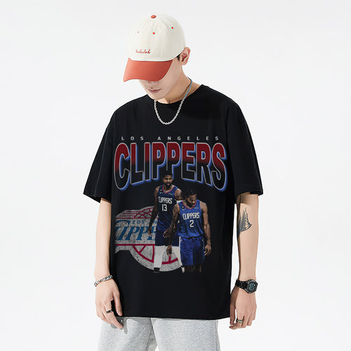 Los Angeles Clippers洛杉矶快船队美式短袖纯棉宽松圆领印花t恤