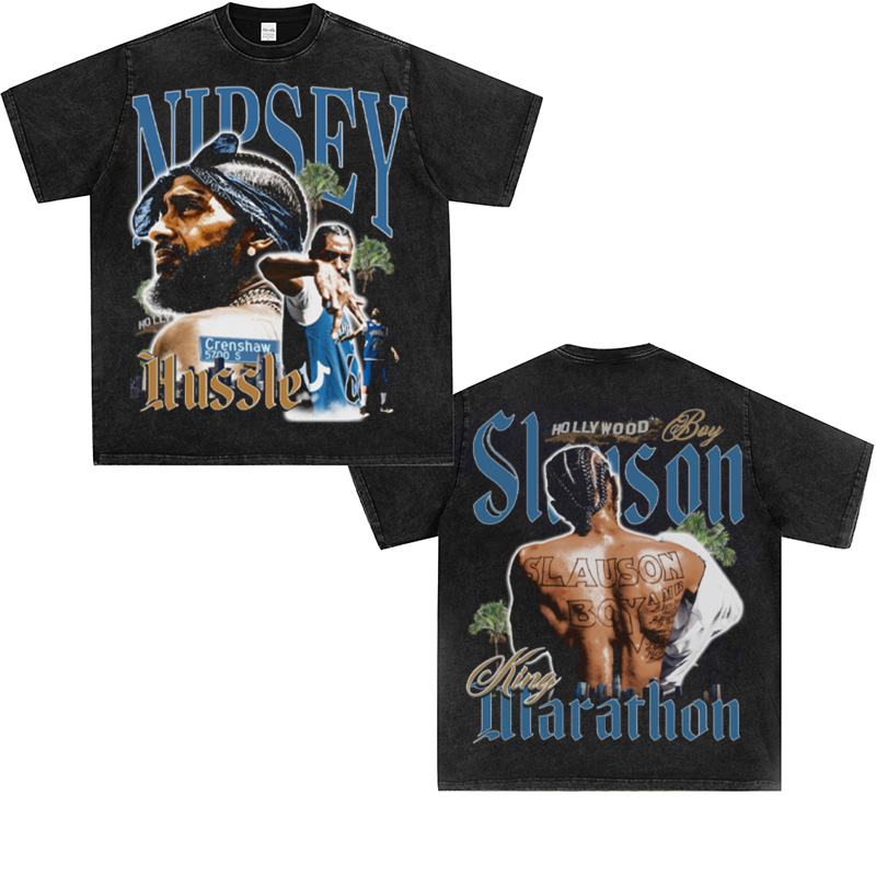 Nipsey Hussle尼普西哈塞尔美式重磅纯棉潮流Hiphop摇滚潮短袖t恤