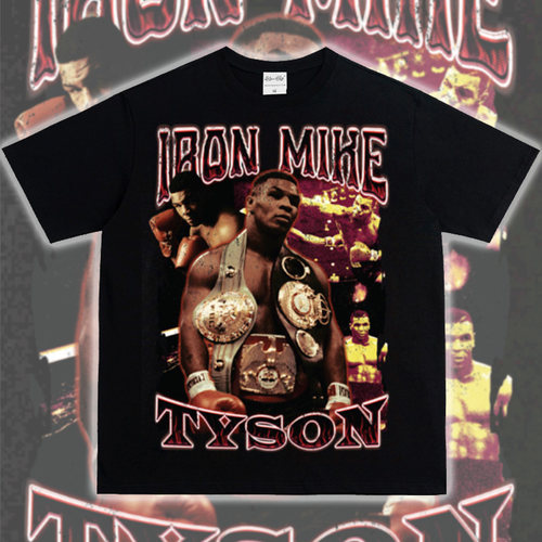 Mike Tyson泰森 拳王纯棉美式街头宽松半袖直喷印花运动潮短袖t恤