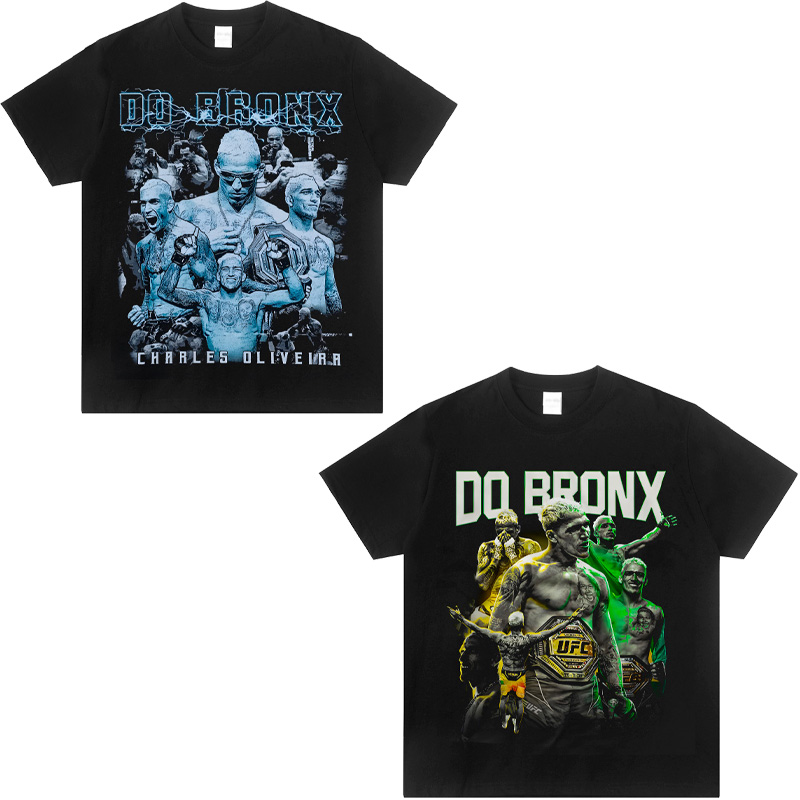 UFC Oliveira奥利维拉动漫版美式圆领短袖数码直喷纯棉潮宽松t恤