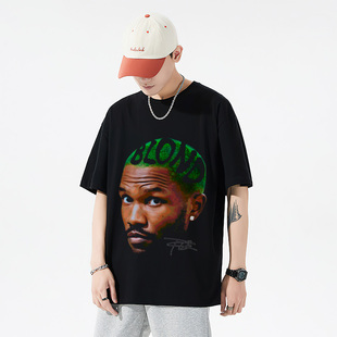 Frank Ocean法海弗兰克奥申美式说唱纯棉嘻哈宽松Hiphop印花短袖t