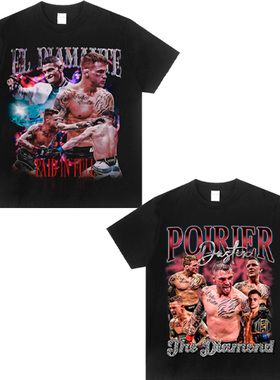 UFC Dustin Poirier钻石达斯丁普瓦里尔美式圆领纯棉宽松短袖t恤