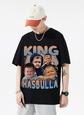 UFC Hasbulla Magomedov哈斯布拉印花潮美式重磅纯棉宽松短袖t恤