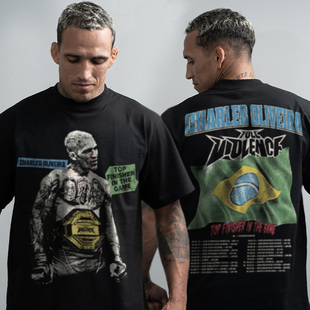 UFC Oliveira奥利维拉联名同款T恤美式重磅纯棉长短袖Vintage上衣