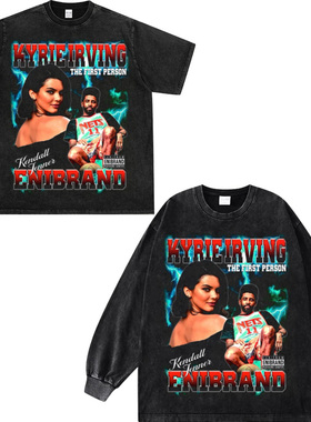 Kendall Jenner肯豆詹娜小领口透气印花高街纯棉宽松纯棉短袖t恤