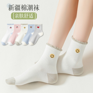 透气吸汗女士条纹运动春秋四季 袜子女中筒袜纯棉夏季 可爱ins潮袜