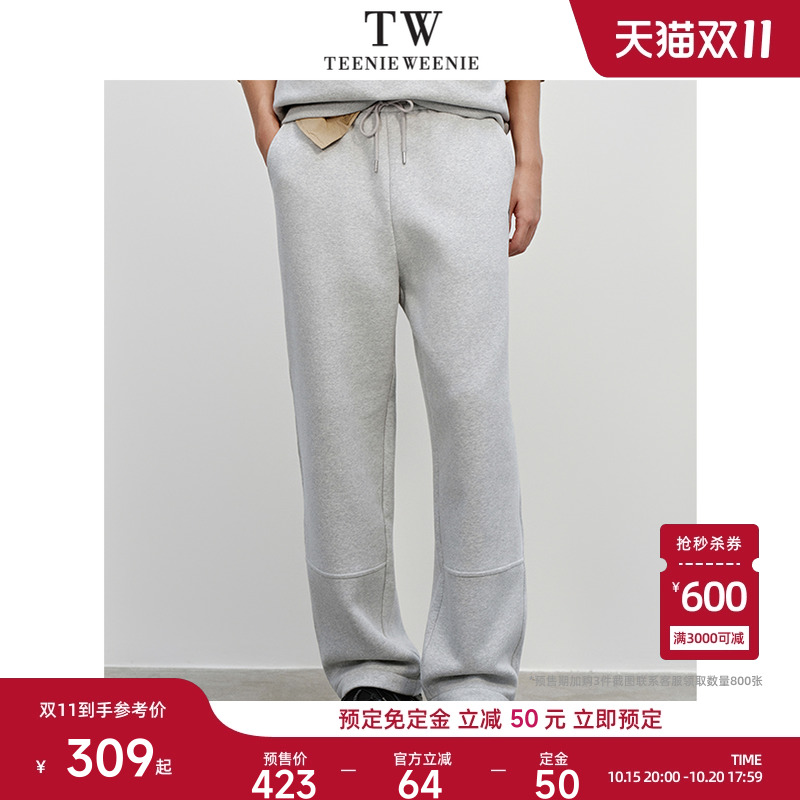 [预售免定]Teenie Weenie小熊男装松紧抽绳宽松直筒运动抓绒裤