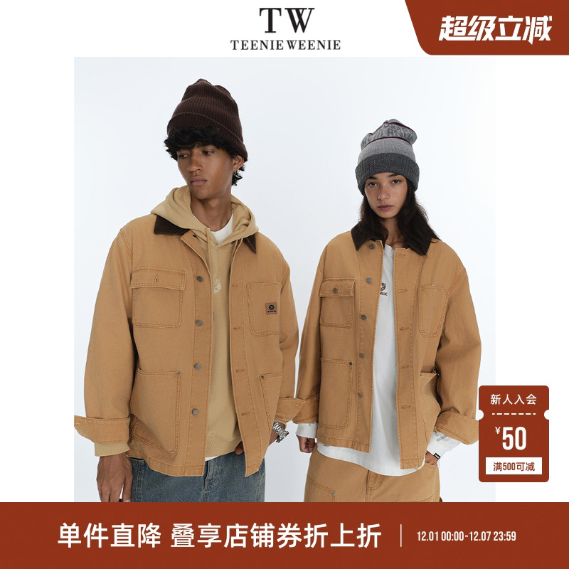 Teenie Weenie小熊男装美式街头风水洗做旧帆布休闲随性牛仔夹克