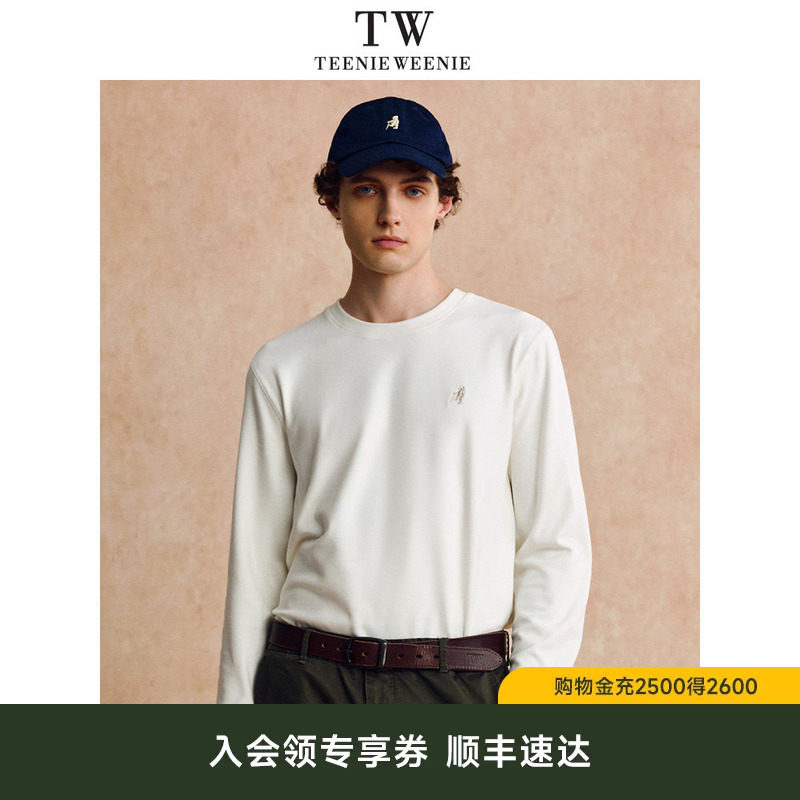 TeenieWeenie小熊男装T恤新款上衣白色简约百搭长袖宽松基础打底