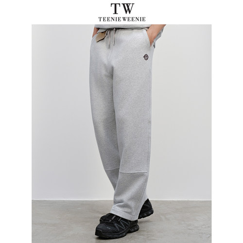 TeenieWeenie小熊男装松紧抽绳简约宽松直筒运动抓绒休闲裤
