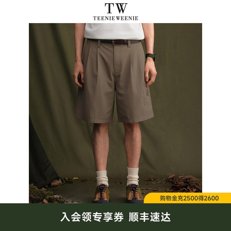 TeenieWeenie小熊男装2026夏简约时尚休闲纯色松紧腰贴袋直筒短裤
