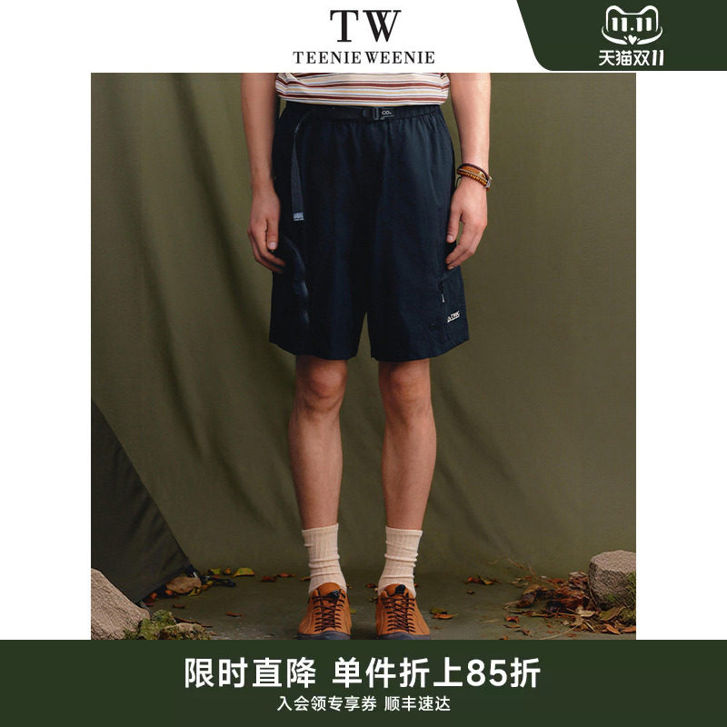 TeenieWeenie小熊男装2026夏季松紧腰时尚织带防晒工装风休闲短裤