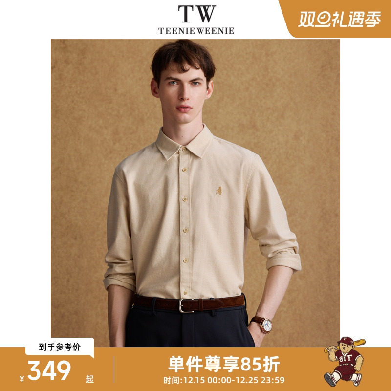 TeenieWeenie小熊男装时尚衬衫冬季基础简约翻领纯色休闲