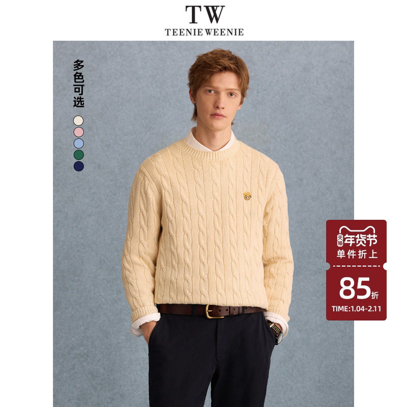 TeenieWeenie小熊男装毛衣2025春季新款简约圆领休闲
