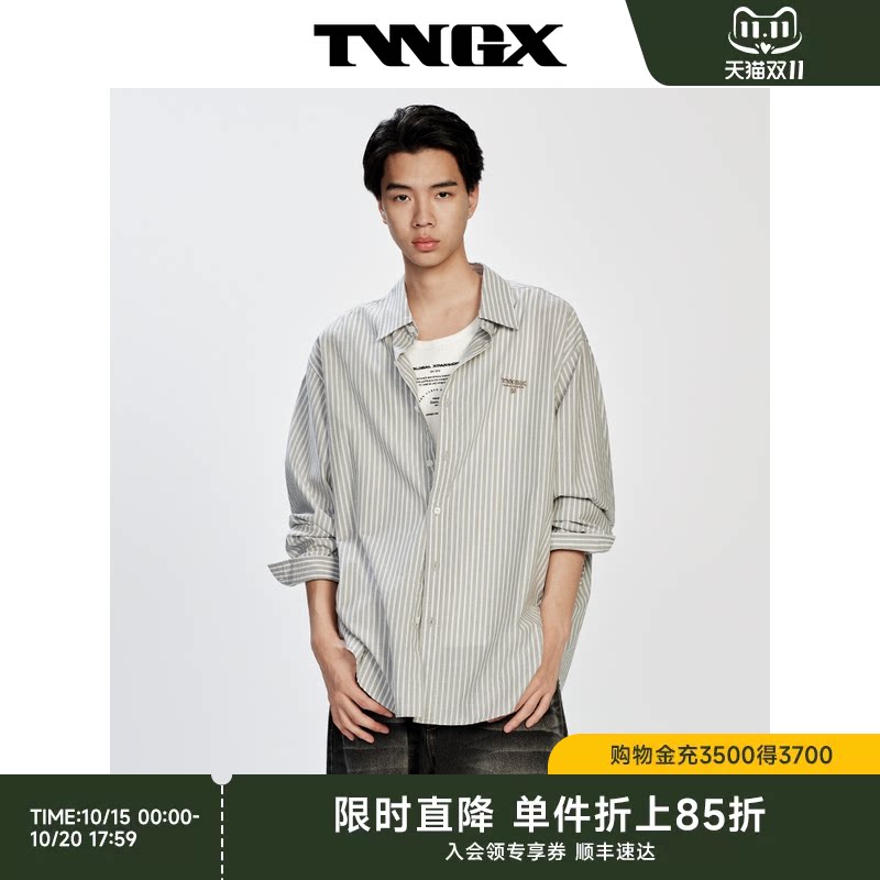 TeenieWeenie小熊男装2026夏季新款字母刺绣条纹休闲宽松长袖衬衫