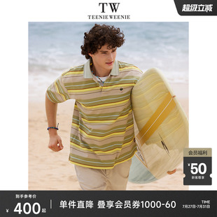 t恤休闲短袖 TeenieWeenie小熊男装 新款 条纹POLO衫 T恤男2024夏季