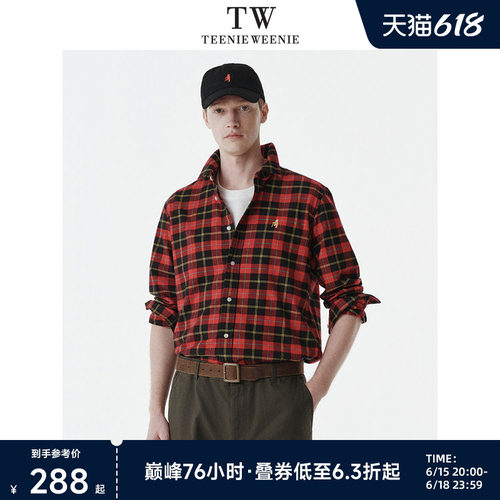 TeenieWeenie小熊男装2026年春复古休闲通勤百搭纯棉格子长袖衬衫