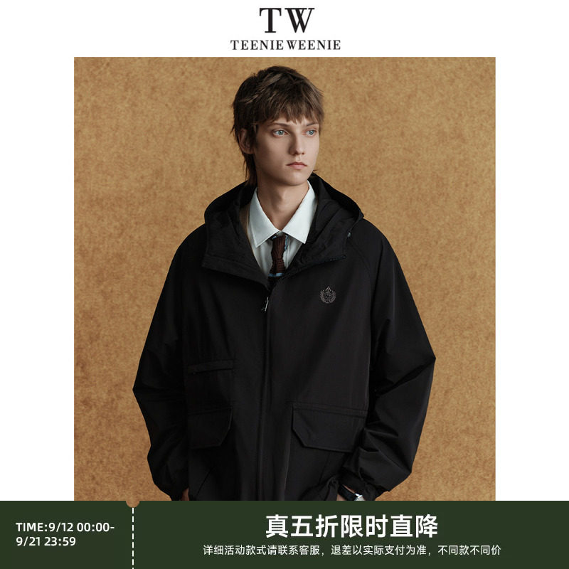 TeenieWeenie小熊男装上衣刺绣通勤休闲舒适简约百搭连帽夹克外套