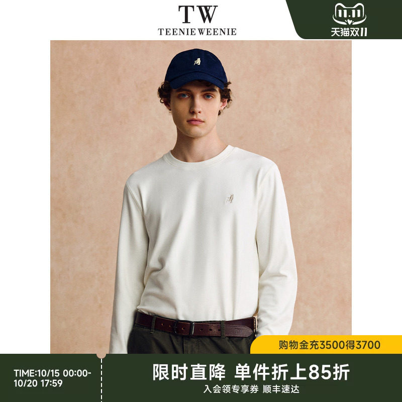 TeenieWeenie小熊男装T恤新款上衣白色简约百搭长袖宽松基础打底
