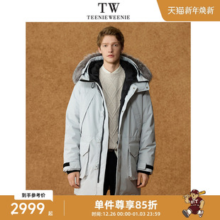 Teenie 简约休闲保暖可拆卸毛帽羽绒夹克外套 Weenie小熊男装
