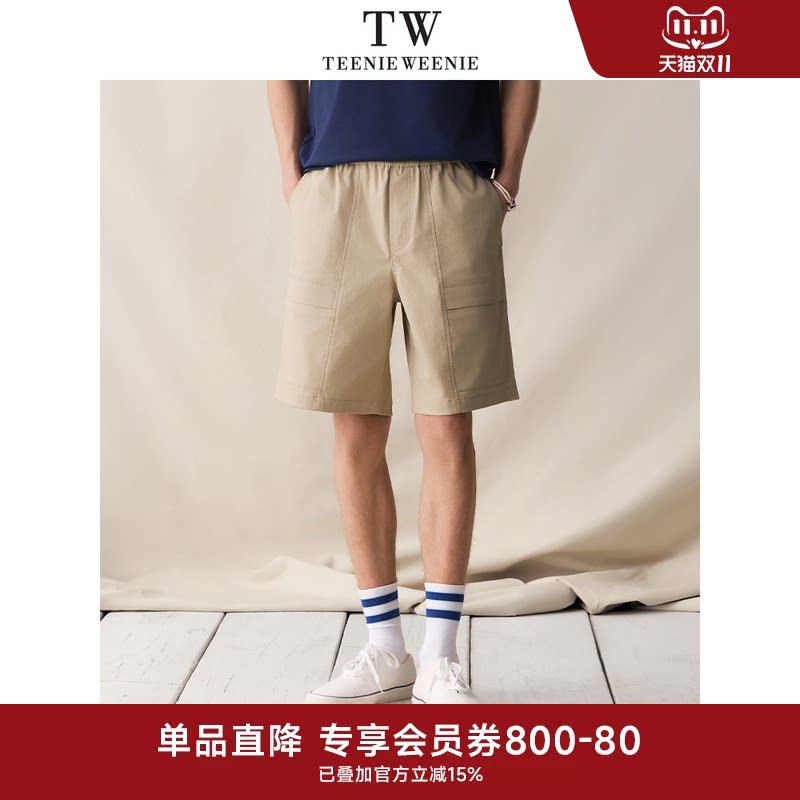TeenieWeenie小熊男装2026年夏季休闲舒适肌理感松紧腰头梭织短裤