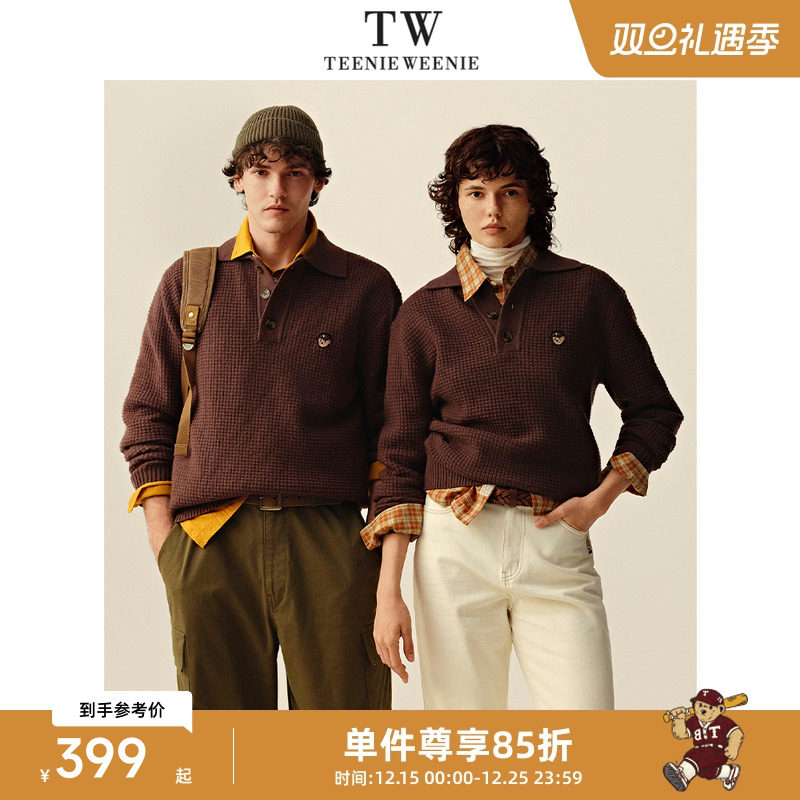 Teenie Weenie小熊男装刺绣上衣复古休闲针织衫新款长袖