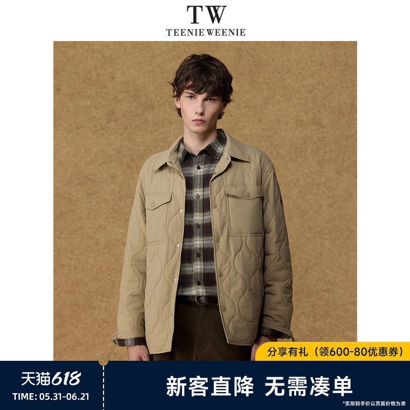 TeenieWeenie小熊男装舒适休闲绗缝衬衫夹克棉服男士外套新款