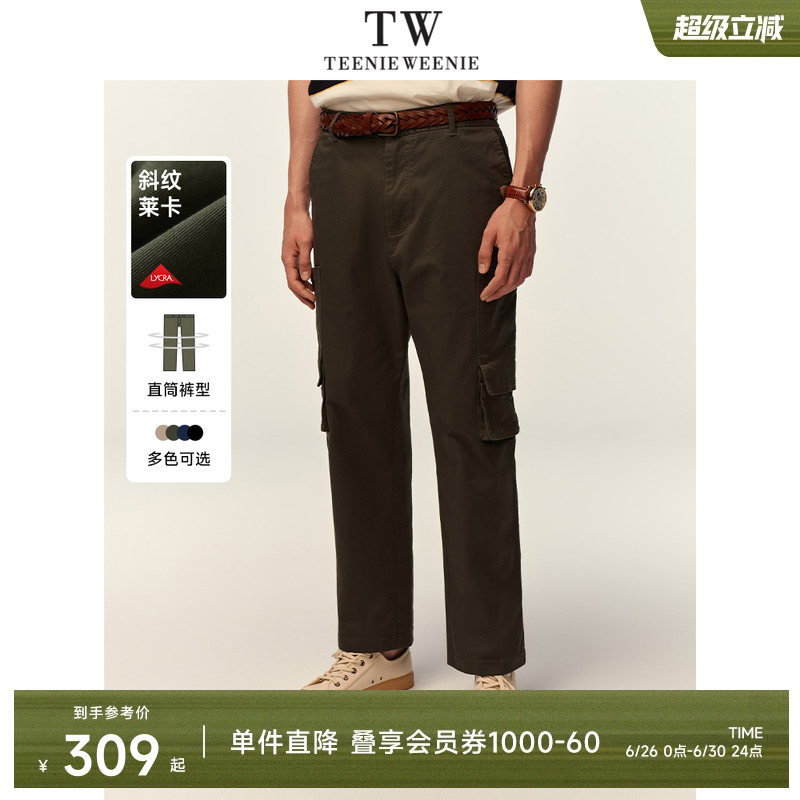 TeenieWeenie小熊男装休闲裤2025春新款直筒多口袋潮