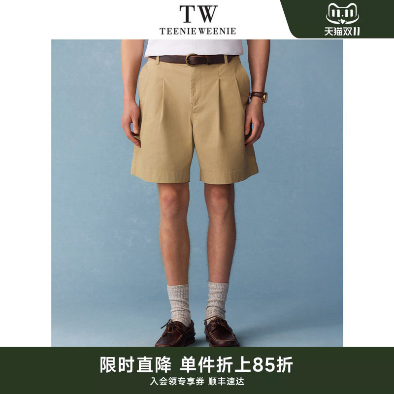 TeenieWeenie小熊男装2026夏季宽松透气休闲直筒五分裤纯色短裤