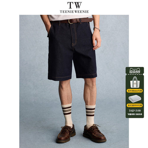TeenieWeenie小熊男装夏季休闲简约宽松日常通勤新款牛仔短裤