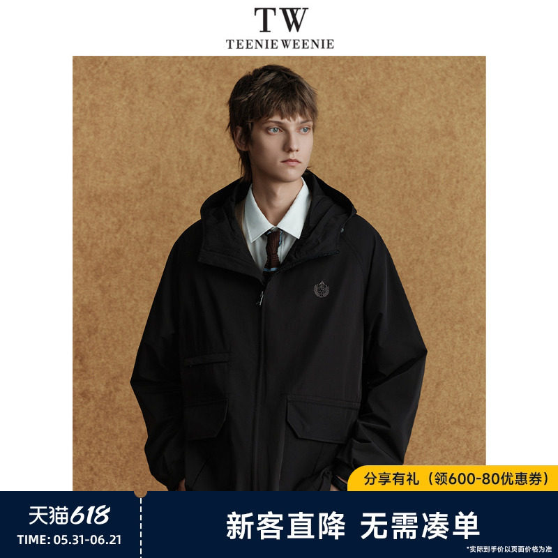 TeenieWeenie小熊男装刺绣通勤休闲舒适简约连帽夹克外套
