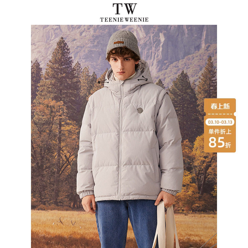 TeenieWeenie小熊男装冬季新款宽松连帽羽绒服保暖厚外套潮