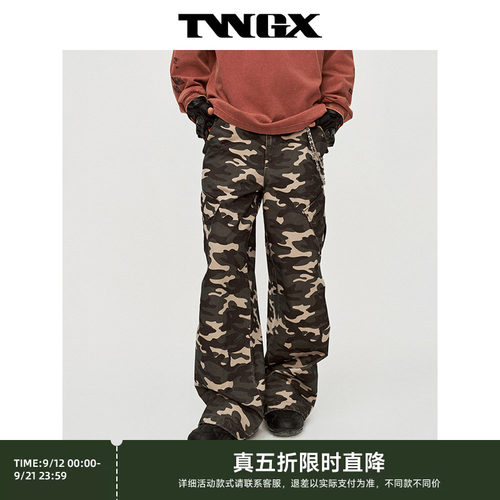 TeenieWeenie小熊男装2026年秋季时尚户外迷彩印花牛仔工装休闲裤
