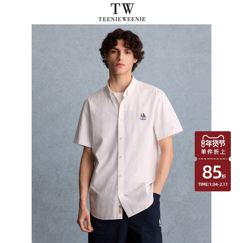 TeenieWeenie小熊男装衬衫2025年夏季新款简约休闲商