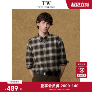Weenie小熊男装 新款 刺绣复古美式 长袖 上衣 休闲磨毛衬衫 Teenie