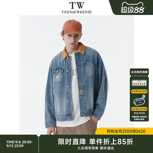 TeenieWeenie小熊男装2026年春美式复古灯芯绒翻领牛仔夹克外套
