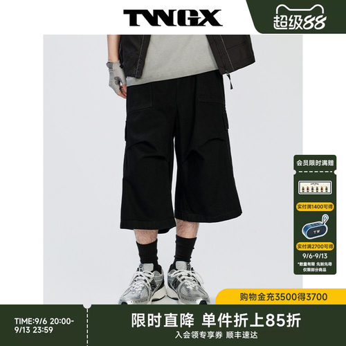 小熊男装宽松版多口袋牛仔短裤