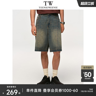 复古酷感短裤 TeenieWeenie小熊男装 美式 2025年春夏新款 TWGX 牛仔裤